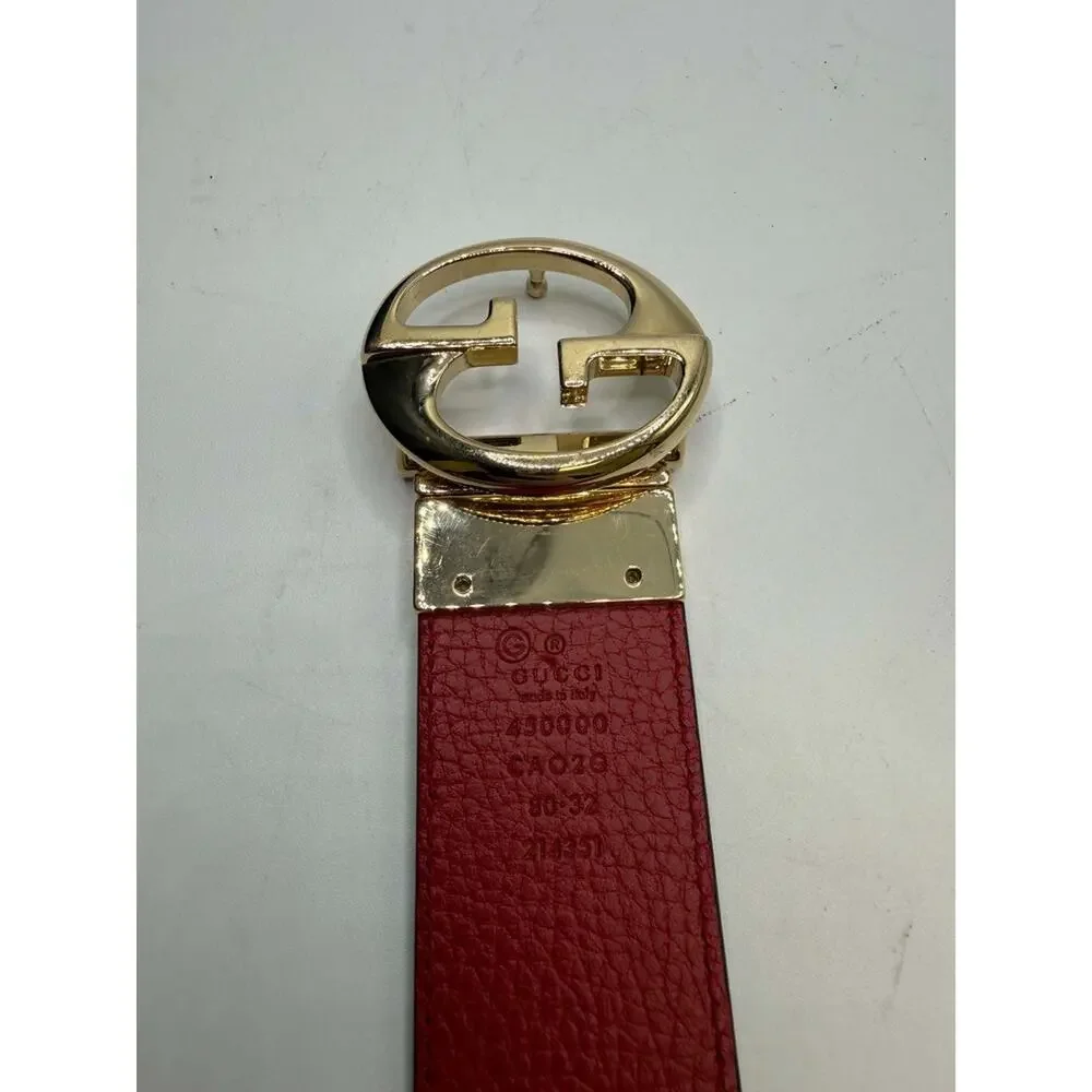 Women's 80-32 Gucci Reversible Belt Black and Red SPB-JB 370446